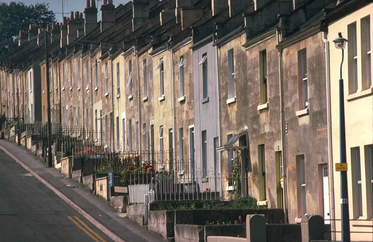 A row of traditional terraced houses in Bath